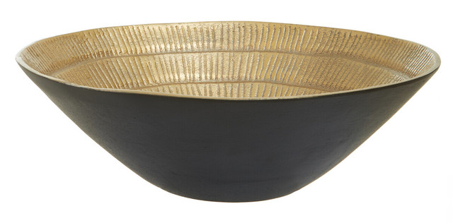 Premier Housewares Deomali Large Black And Gold Finish Bowl
