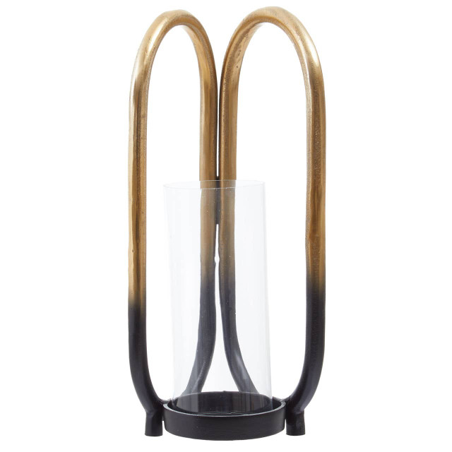 Premier Housewares Deomali Large Ombre Black And Gold Finish Candle Holder
