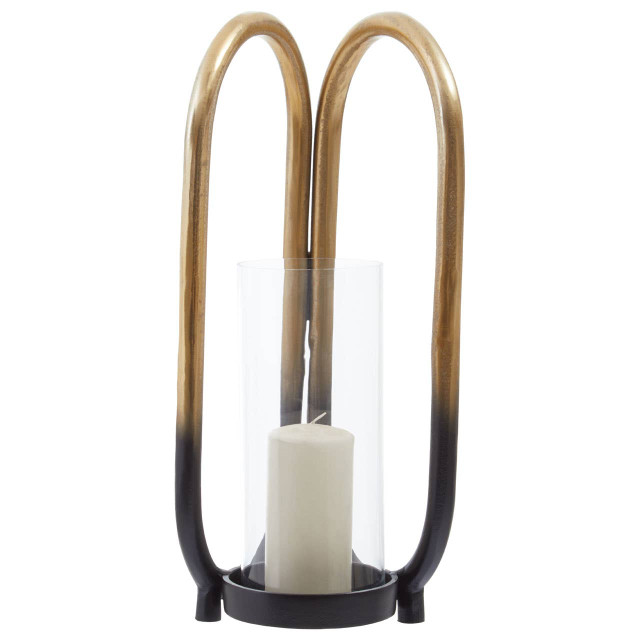 Premier Housewares Deomali Large Ombre Black And Gold Finish Candle Holder