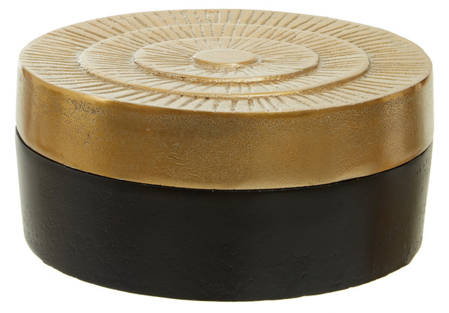 premier housewares Deomali Large Two Toned Black and Gold Round Box