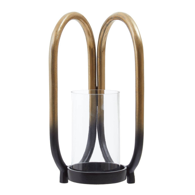Premier Housewares Deomali Small Ombre Black And Gold Finsh Candle Holder