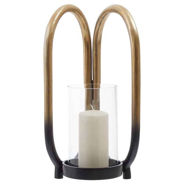 Premier Housewares Deomali Small Ombre Black And Gold Finsh Candle Holder
