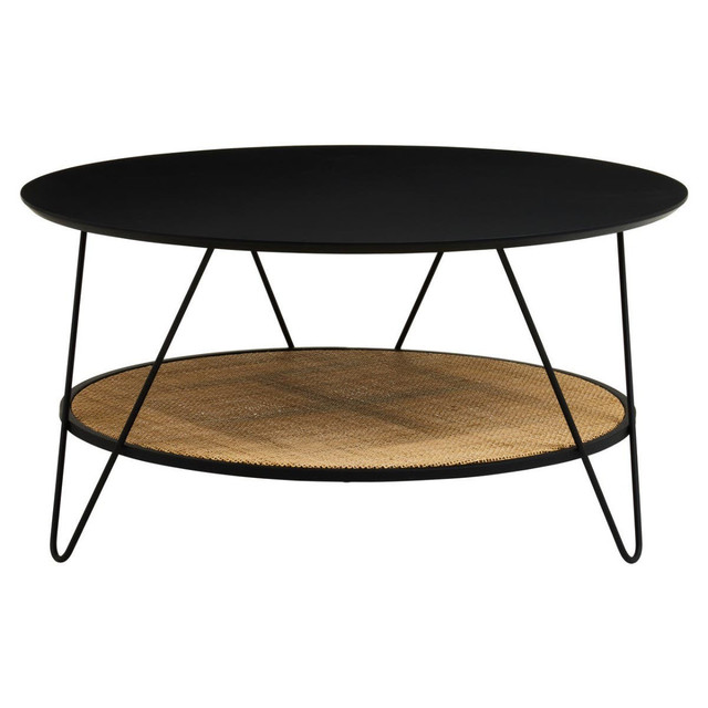 Premier Housewares Depok Rattan And Metal Coffee Table With Hairpin Legs