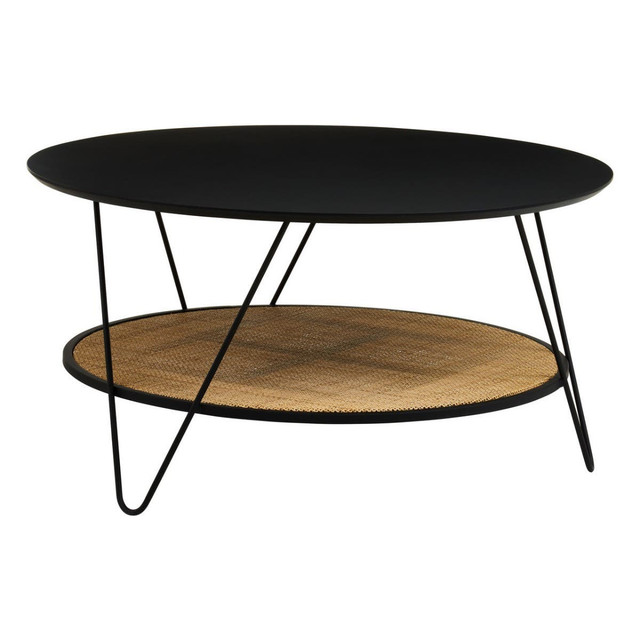 Premier Housewares Depok Rattan And Metal Coffee Table With Hairpin Legs