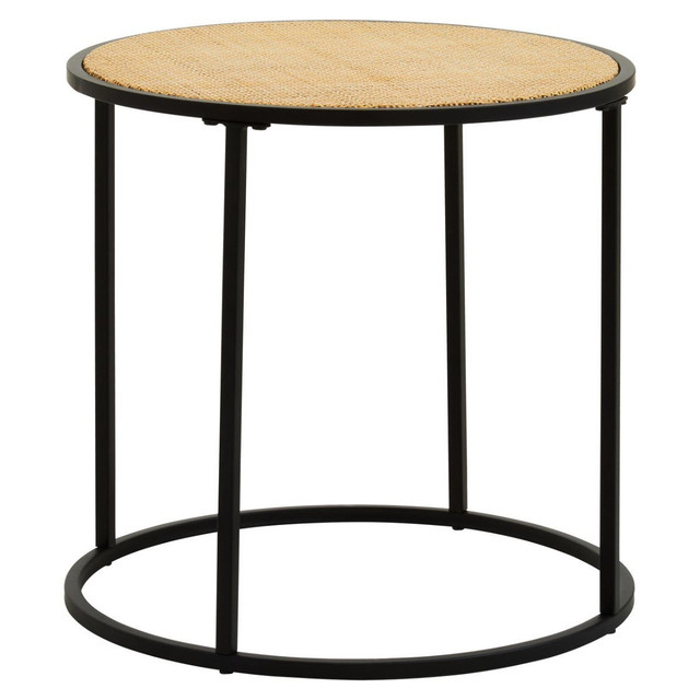 Premier Housewares Depok Rattan And Metal Round Side Table