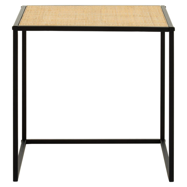 Premier Housewares Depok Rattan And Metal Square Side Table