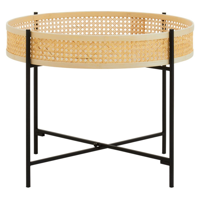 Premier Housewares Depok Rattan Coffee Table With Cross Metal Base