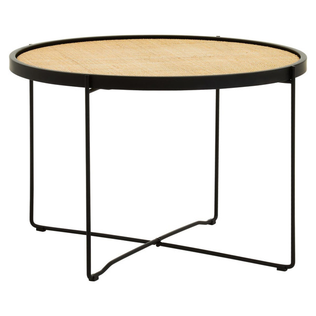 Premier Housewares Depok Rattan Round Coffee Table With Cross Metal Legs