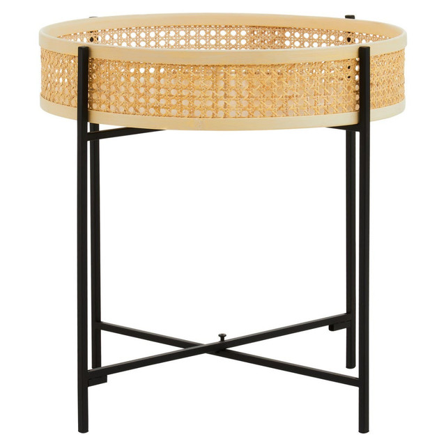 premier housewares Depok Rattan Side Table With Metal Legs