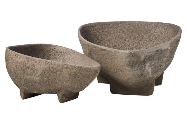 Premier Housewares Deriva Set Of 2 Textured Grey Bowls