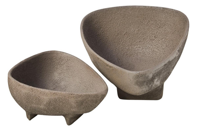 Premier Housewares Deriva Set Of 2 Textured Grey Bowls