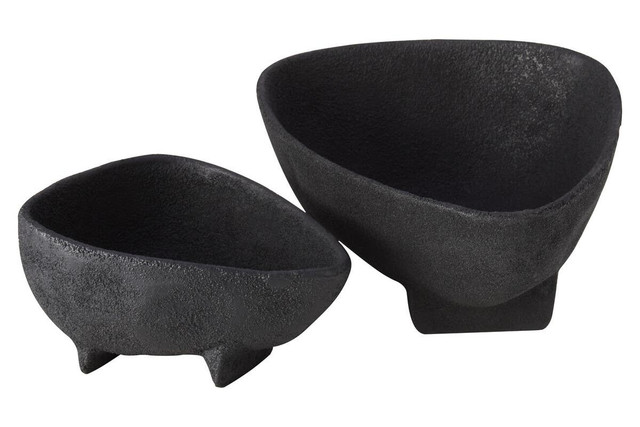 Premier Housewares Deriva Set Of Two Textured Black Bowls