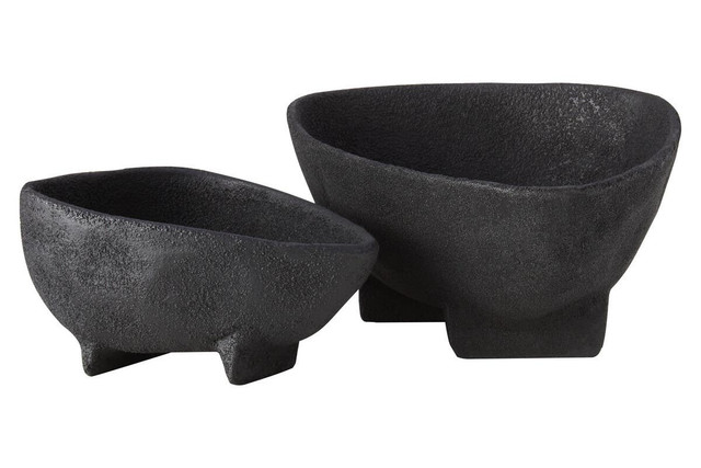 premier housewares Deriva Set of Two Textured Black Bowls
