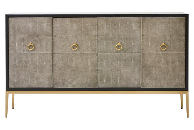 Premier Housewares Deruta Grey Shagreen Effect 4 Door Sideboard