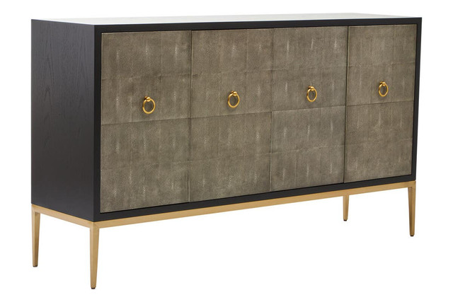 premier housewares Deruta Grey Shagreen Effect 4 Door Sideboard