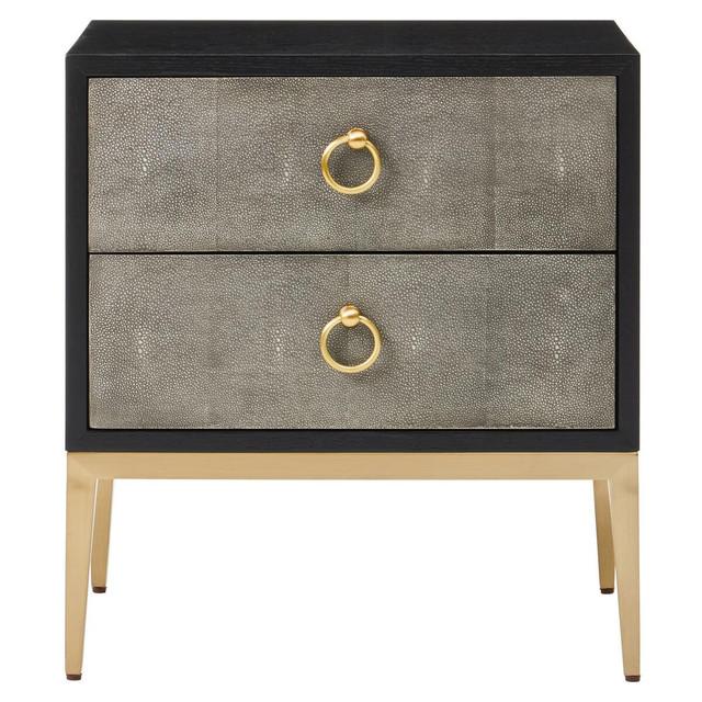 premier housewares Deruta Two Drawer Grey Shagreen Effect Side Table