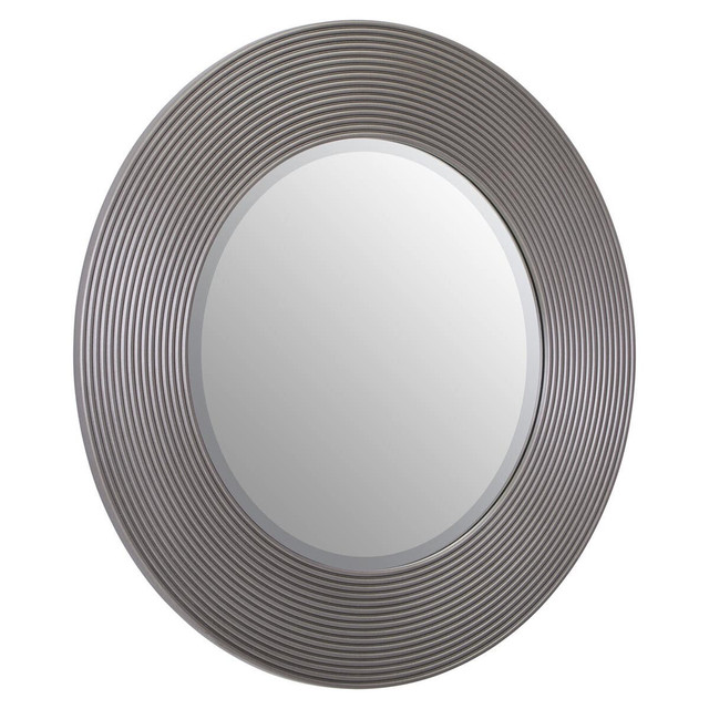 Premier Housewares Dervio Grey Ribbed Round Wall Mirror
