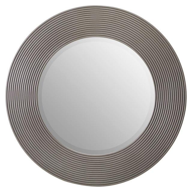 premier housewares Dervio Grey Ribbed Round Wall Mirror
