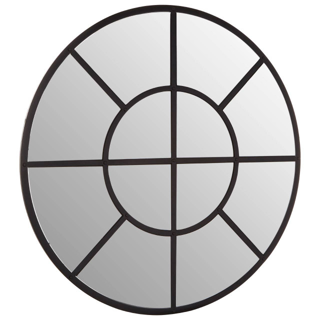 Premier Housewares Descartes Black Finish Round Wall Mirror