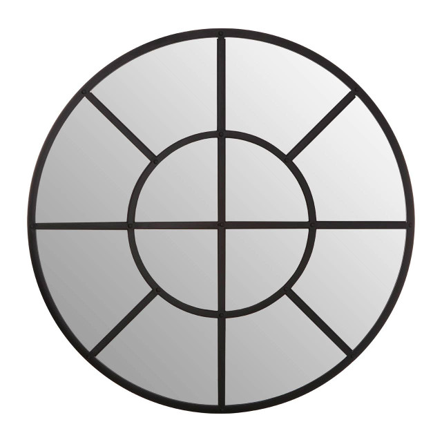 premier housewares Descartes Black Finish Round Wall Mirror