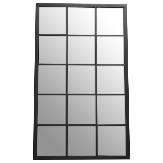 premier housewares Descartes Black Large Grid Wall Mirror