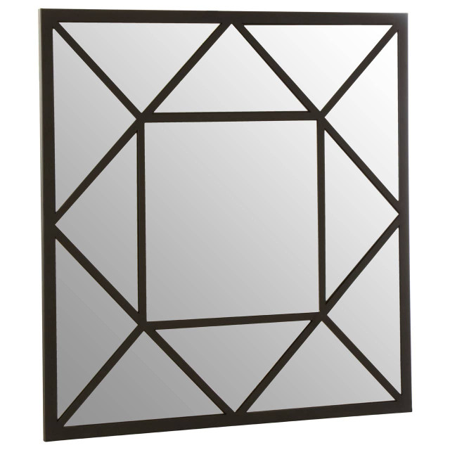 Premier Housewares Descartes Black Metal Frame Wall Mirror