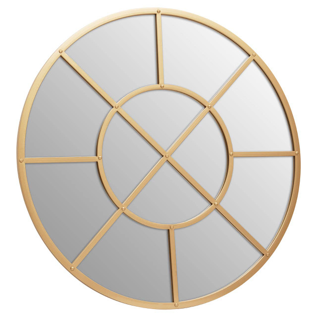 Premier Housewares Descartes Gold Finish Round Wall Mirror