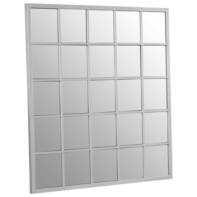 Premier Housewares Descartes Silver Grid Frame Wall Mirror
