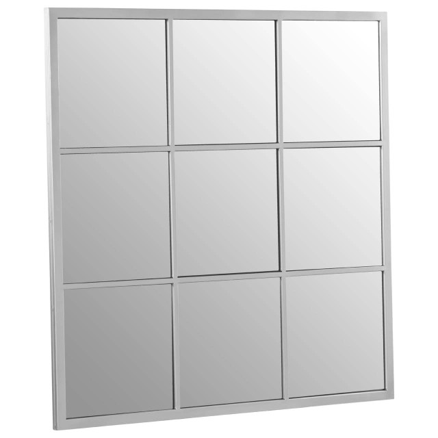 Premier Housewares Descartes Square Design Silver Finish Frame Wall Mirror