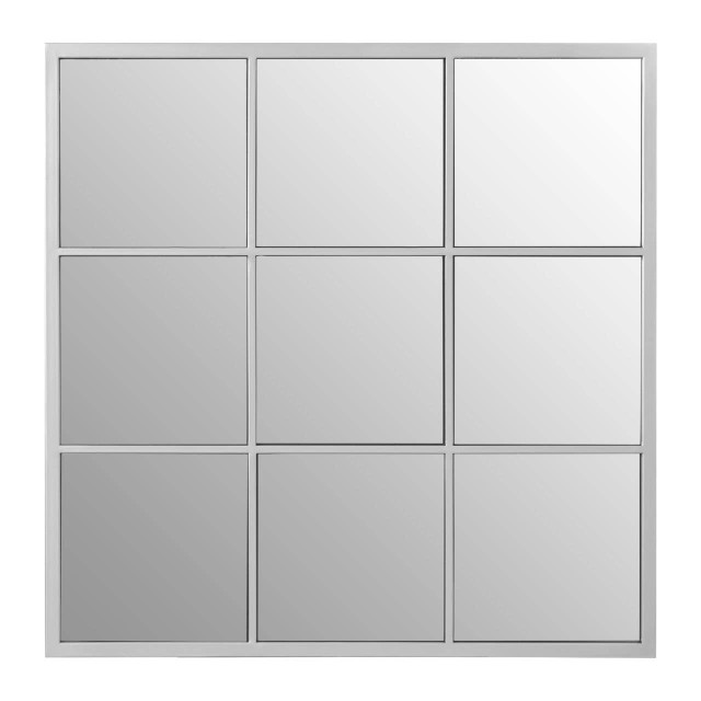 premier housewares Descartes Square Design Silver Finish Frame Wall Mirror