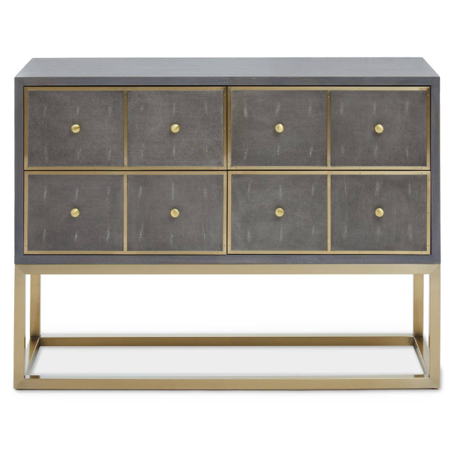 Premier Housewares Deskey Grey Shagreen Effect Four Drawer GConsole Table