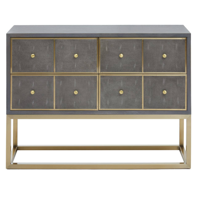Premier Housewares Deskey Grey Shagreen Effect Four Drawer GConsole Table