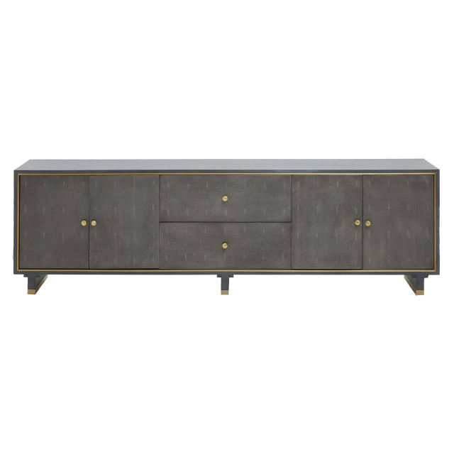 Premier Housewares Deskey Grey Shagreen Effect Media Unit
