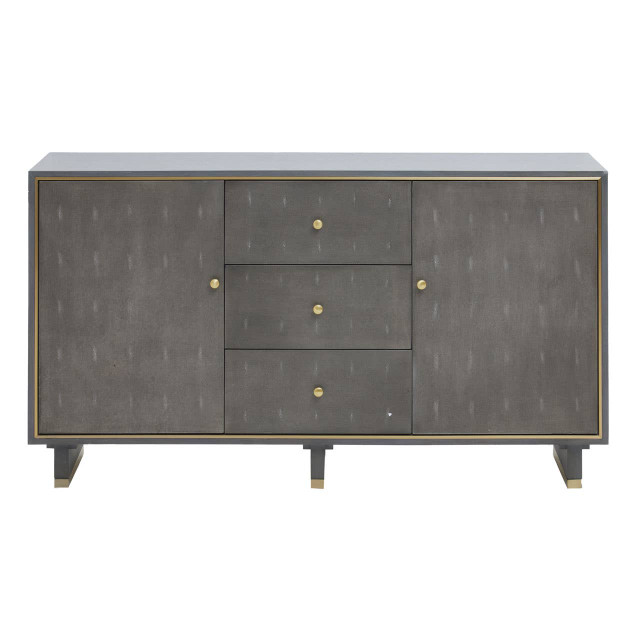 Premier Housewares Deskey Grey Shagreen Effect Three Drawer Sideboard