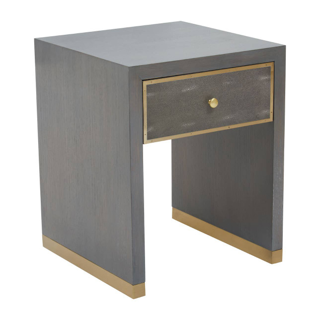 Premier Housewares Deskey One Drawer Grey Shagreen Effect Side Table