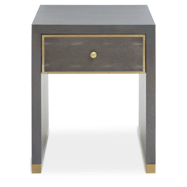 premier housewares Deskey One Drawer Grey Shagreen Effect Side Table