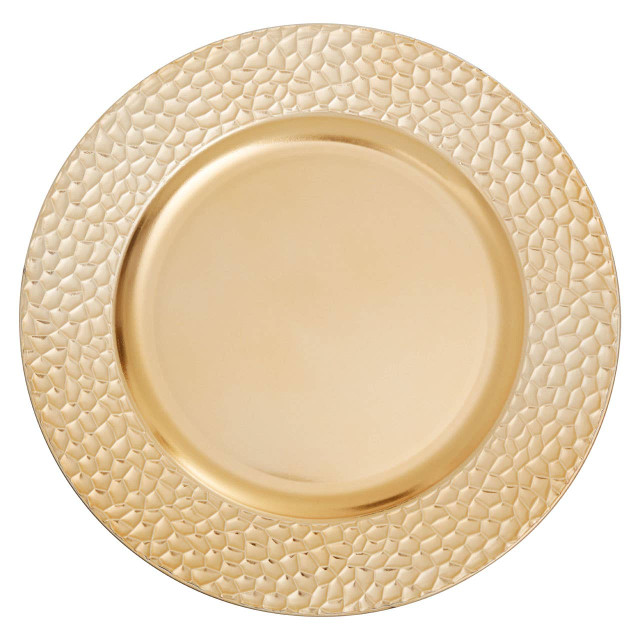 Premier Housewares Dia Gold Charger Plate With Hammered Rim