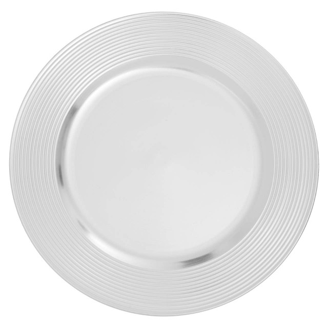 Premier Housewares Dia Silver Finish Ribbed Charger Plate