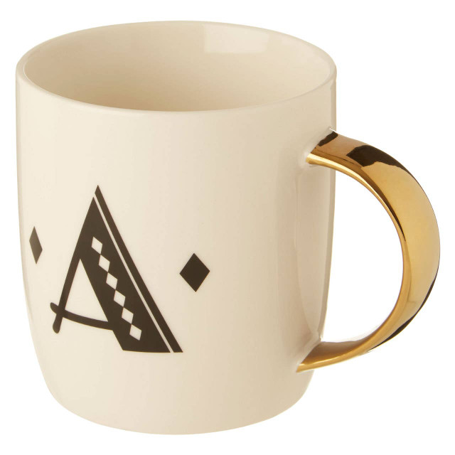 Premier Housewares Diamond Deco White Monogram Mug A