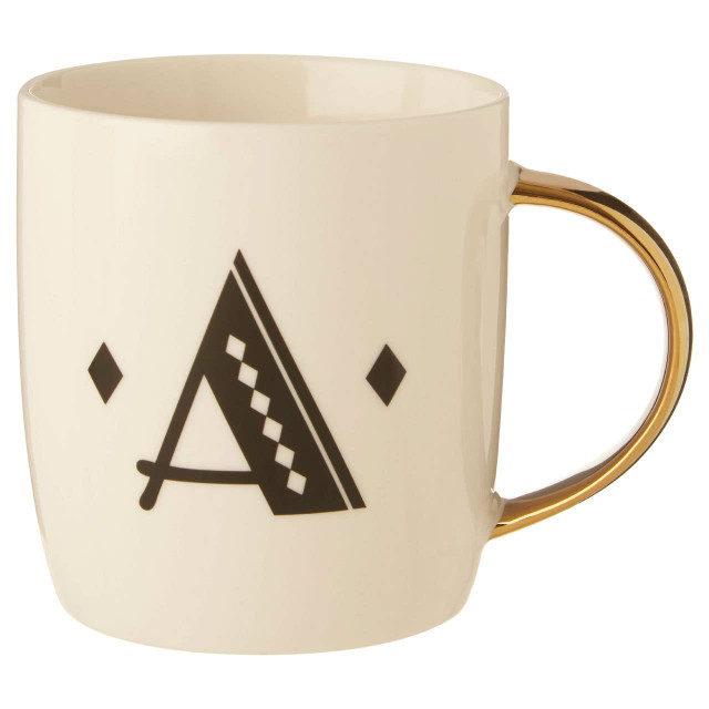 premier housewares Diamond Deco White Monogram Mug A