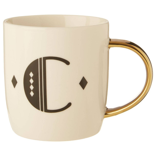 Premier Housewares Diamond Deco White Monogram Mug C