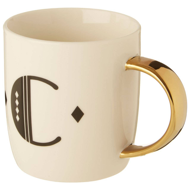 Premier Housewares Diamond Deco White Monogram Mug C