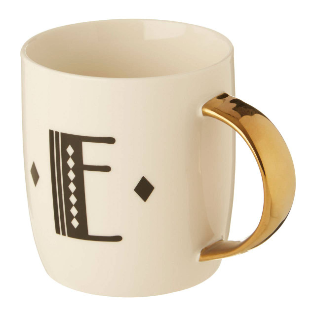 Premier Housewares Diamond Deco White Monogram Mug E