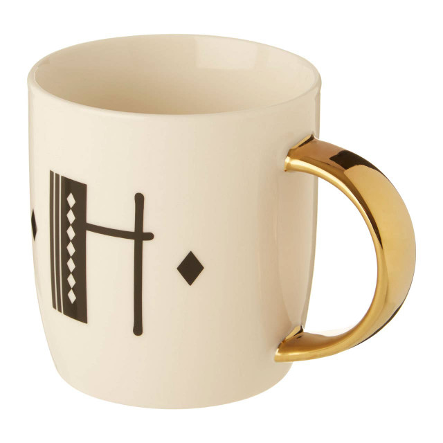 Premier Housewares Diamond Deco White Monogram Mug H