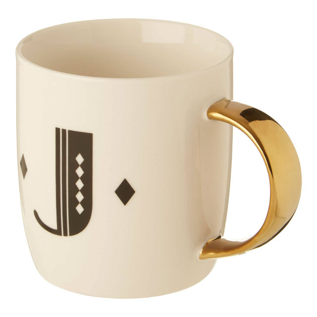 Premier Housewares Diamond Deco White Monogram Mug J