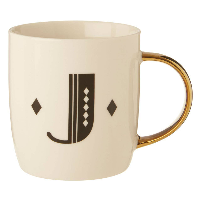premier housewares Diamond Deco White Monogram Mug J