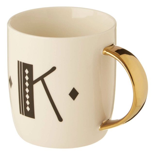 Premier Housewares Diamond Deco White Monogram Mug K