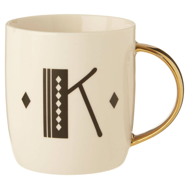 premier housewares Diamond Deco White Monogram Mug K