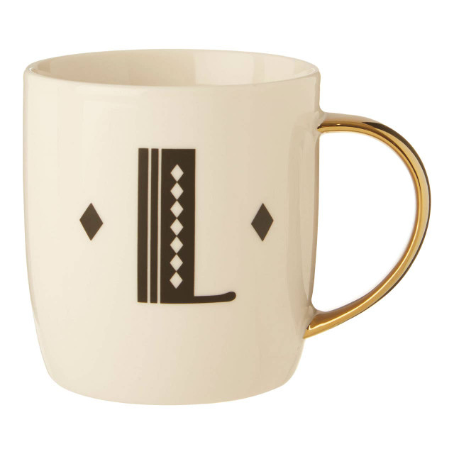 Premier Housewares Diamond Deco White Monogram Mug L