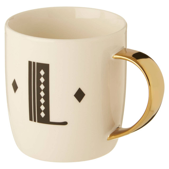 Premier Housewares Diamond Deco White Monogram Mug L